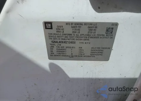 2014 Chevrolet Equinox Ls из США, поврежденный, VIN 1GNALAEK4EZ124830